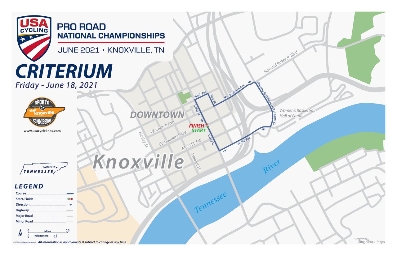 Criterium map for 2021 US Pro Criterium National Championship