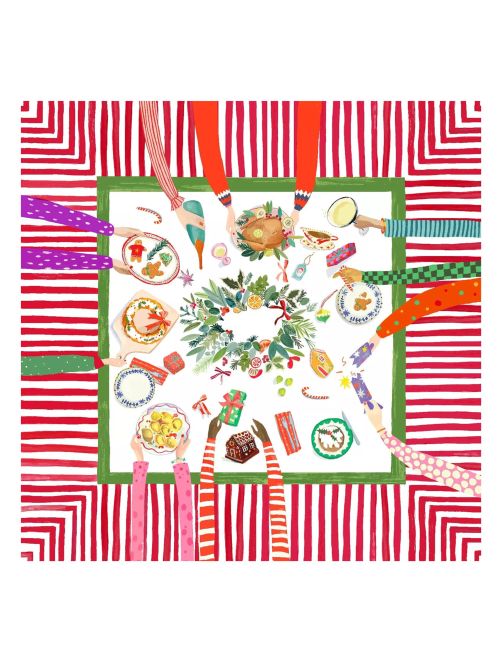 Hands on Christmas Striped Tablecloth