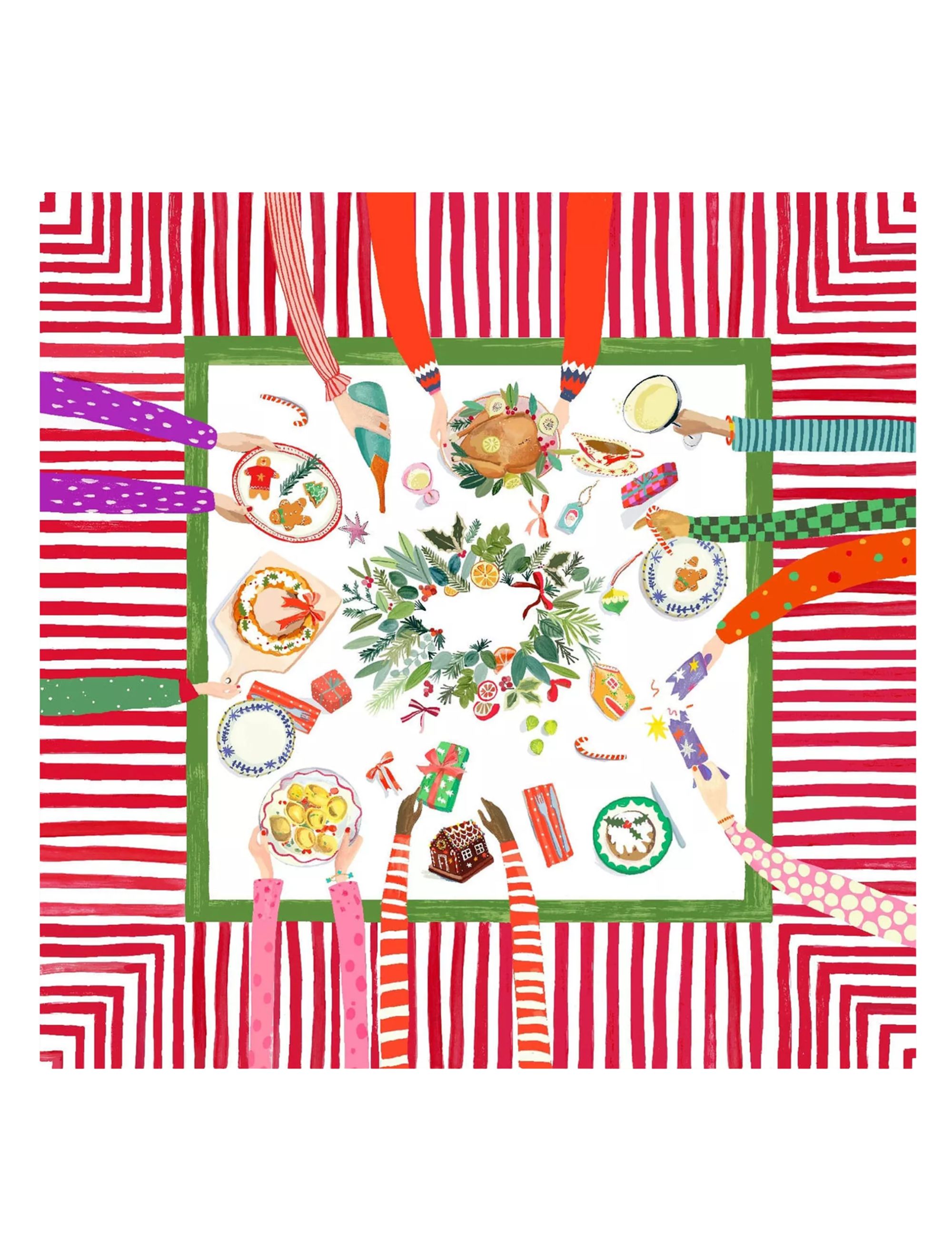 Hands on Christmas Striped Tablecloth