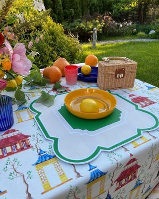 Outdoor place setting with lemon