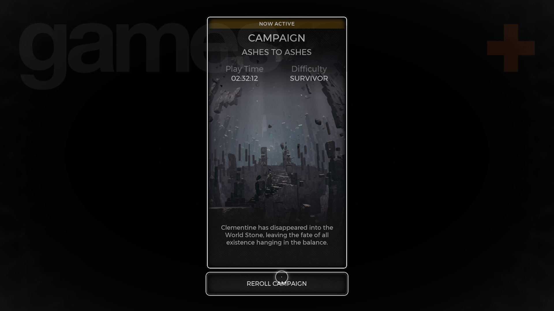 Remnant 2 campaign reroll button on worldstone menu