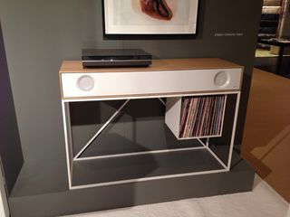 Side board with shelf to hold records