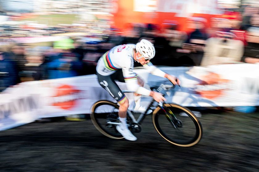 HOOGERHEIDE, NETHERLANDS - JANUARY 25: Mathieu Van Der Poel of Netherlands and team Alpecin-Premier Tech comptes during the 35th UCI Cyclo-Cross World Cup GP Adrie Van der Poel Hoogerheide - in Men Elite category on January 25, 2026 in Hoogerheide, Netherlands. (Photo by Billy Ceusters /Getty Images)