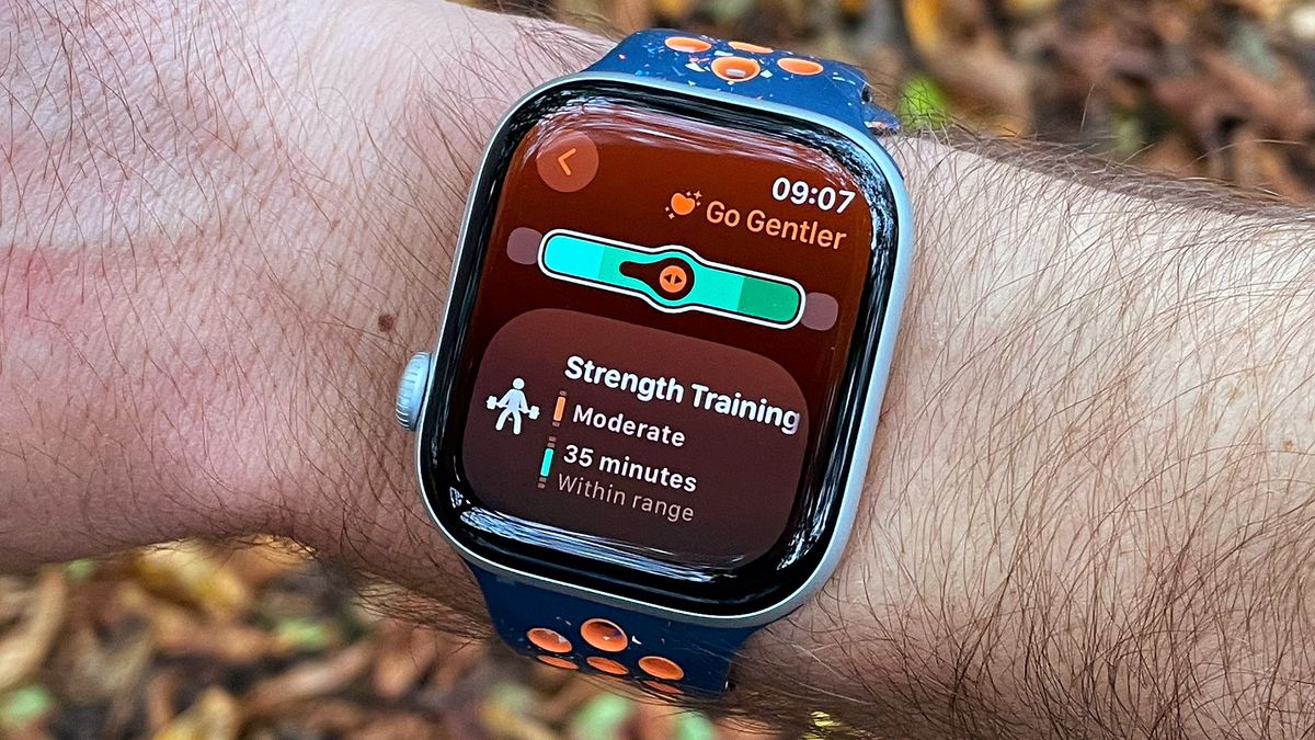 The Gentler Streak app running on an Apple Watch Series 10.