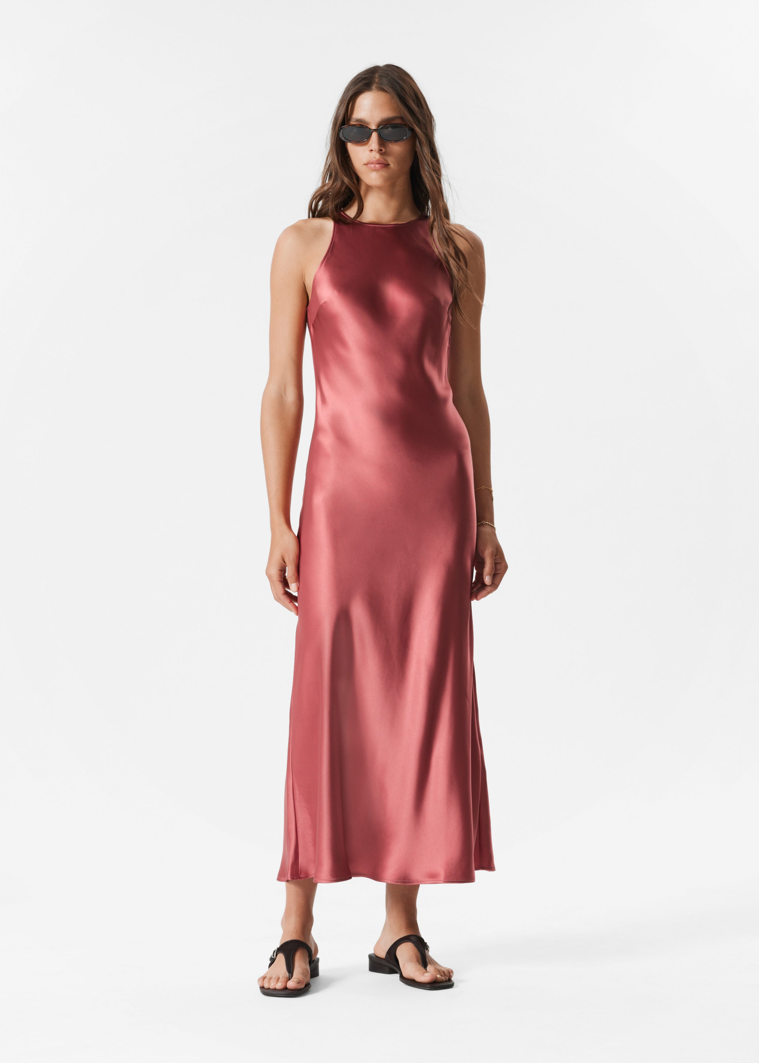Sleeveless Satin Midi Dress