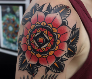 Colourful mandala tattoo