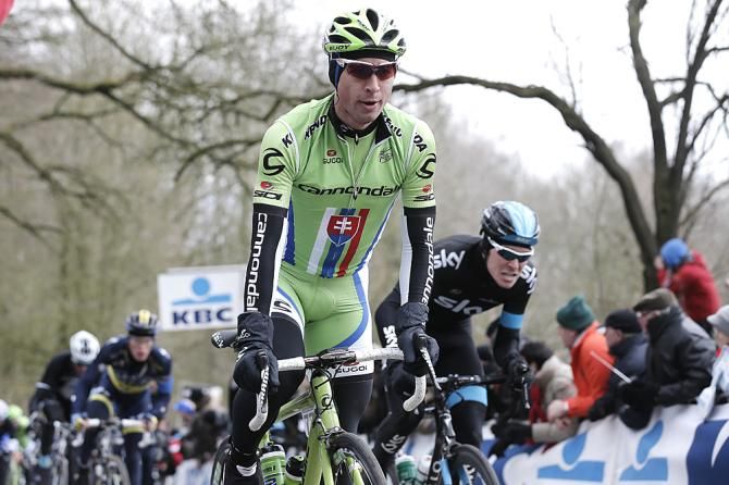 Peter Sagan (Cannondale) looks happy to have made the lead group