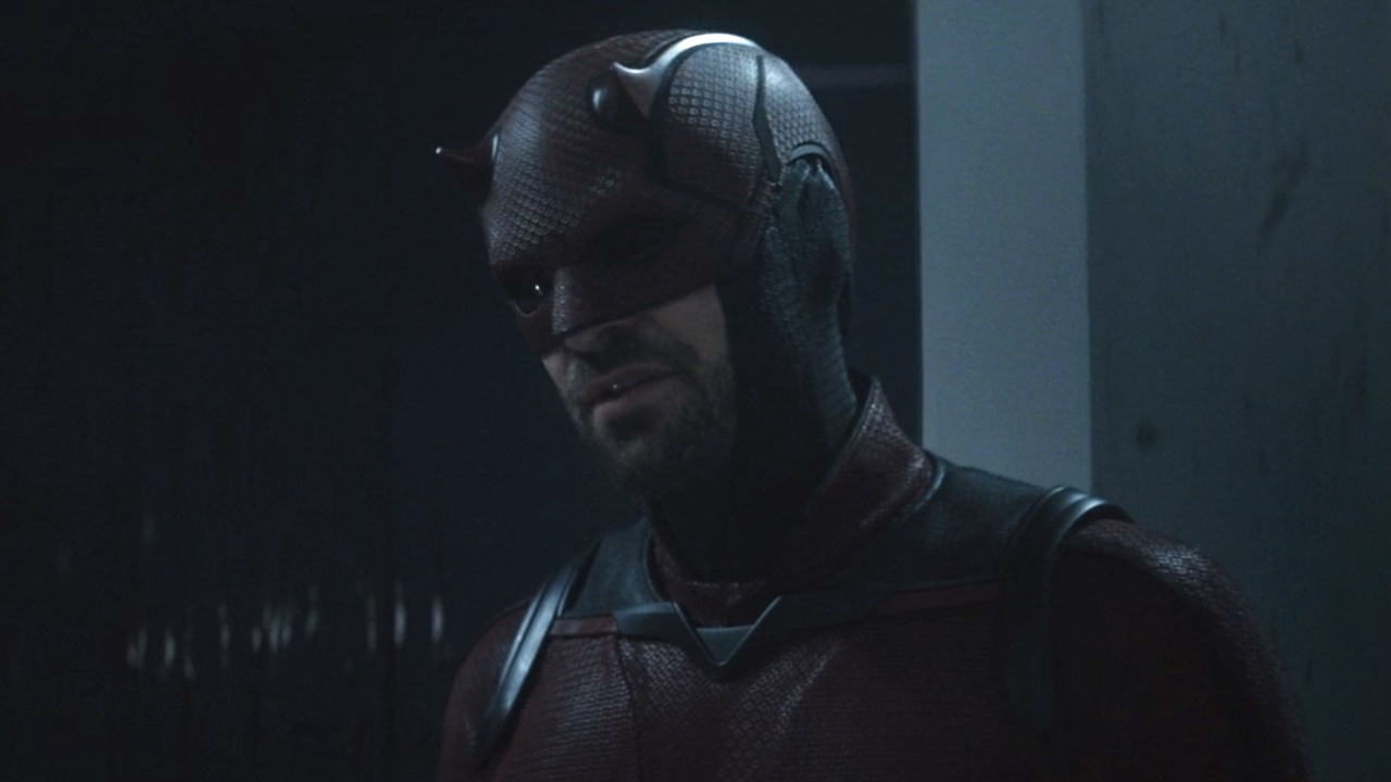 Daredevil talking to Punisher in the dark in the Born Again finale 