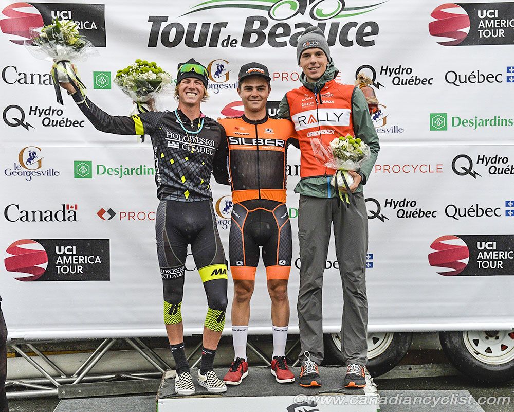 Stage 3a podium: (from left) Taylor Eisenhart, Alec Cowan, Matteo Dal-Cin