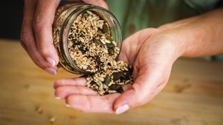 Seeds in palm of hand