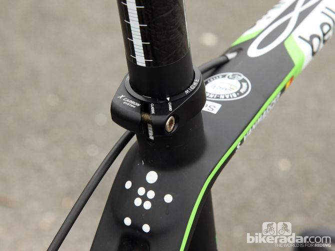 The Miche seatpost post has a rotatable shim to help safeguard carbon seatposts from crimping