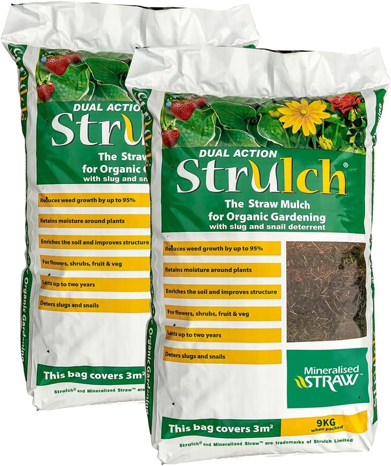 Yougarden 2 X 100l Strulch Mulch Straw Mulch in 9kg Bags, Natural Straw Mulch for Gardens Perfect as a Natural Slug and Snail Deterrent, Mulches for Gardens Uk