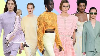 A selection of pastel looks from the spring summer 2021 catwalk from alberta ferretti to chanel