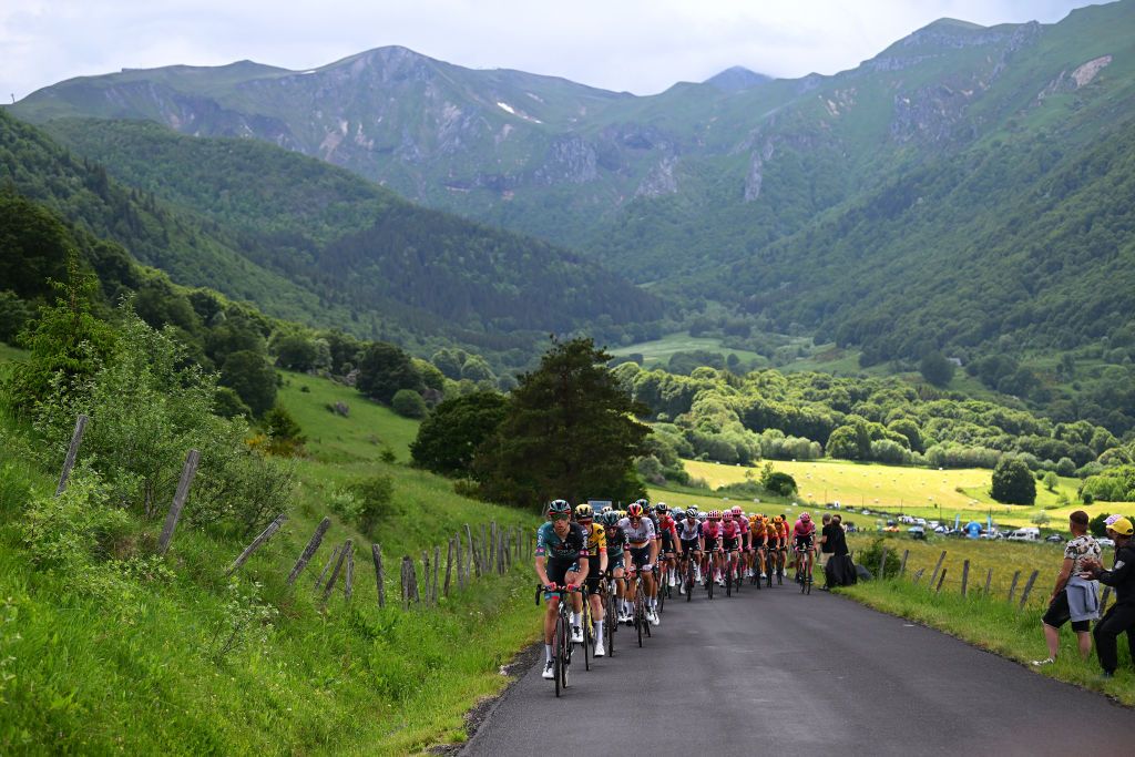 The Crit&eacute;rium du Dauphin&eacute; peloton