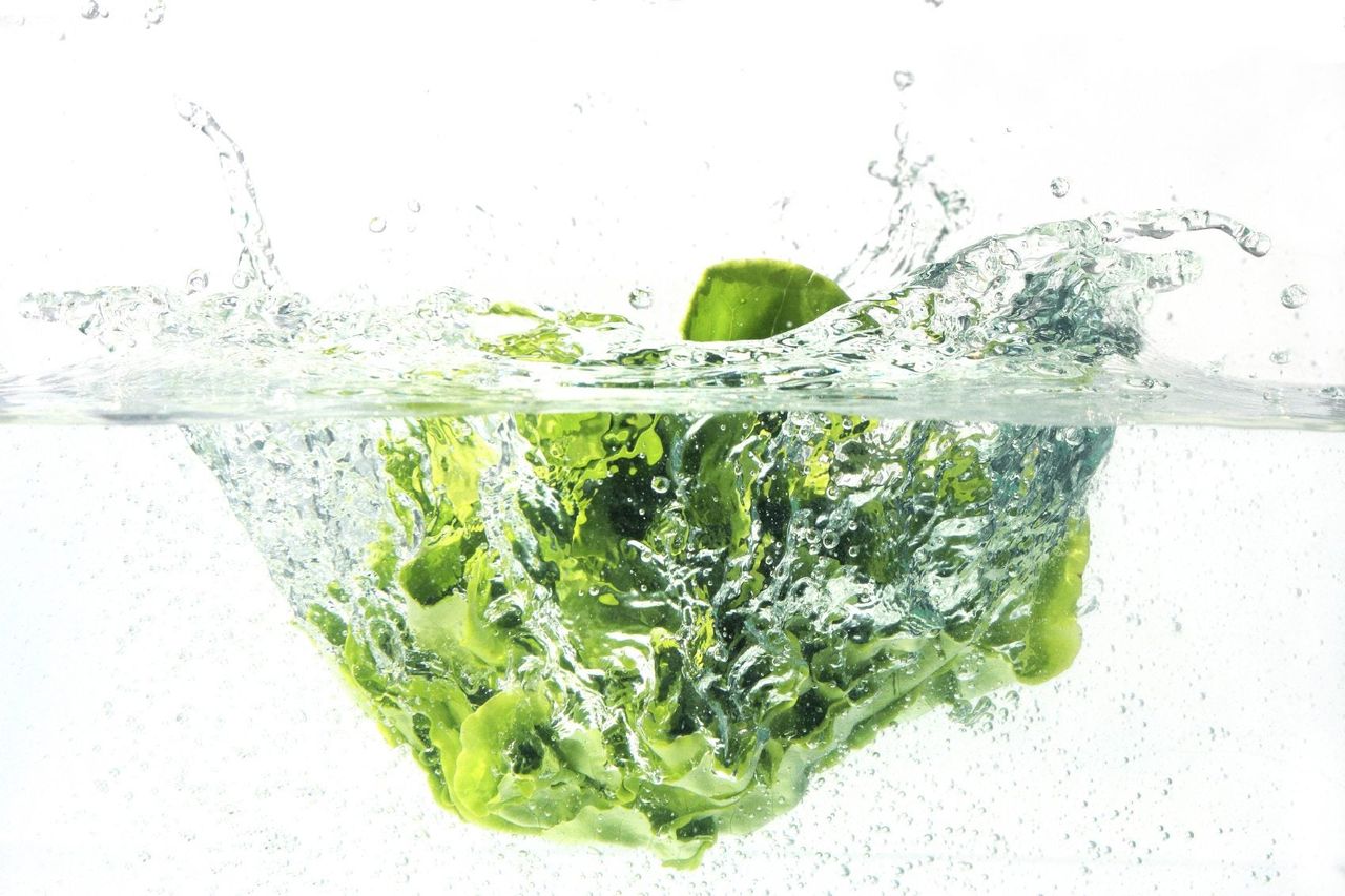 Lettuce Splashing Into Water