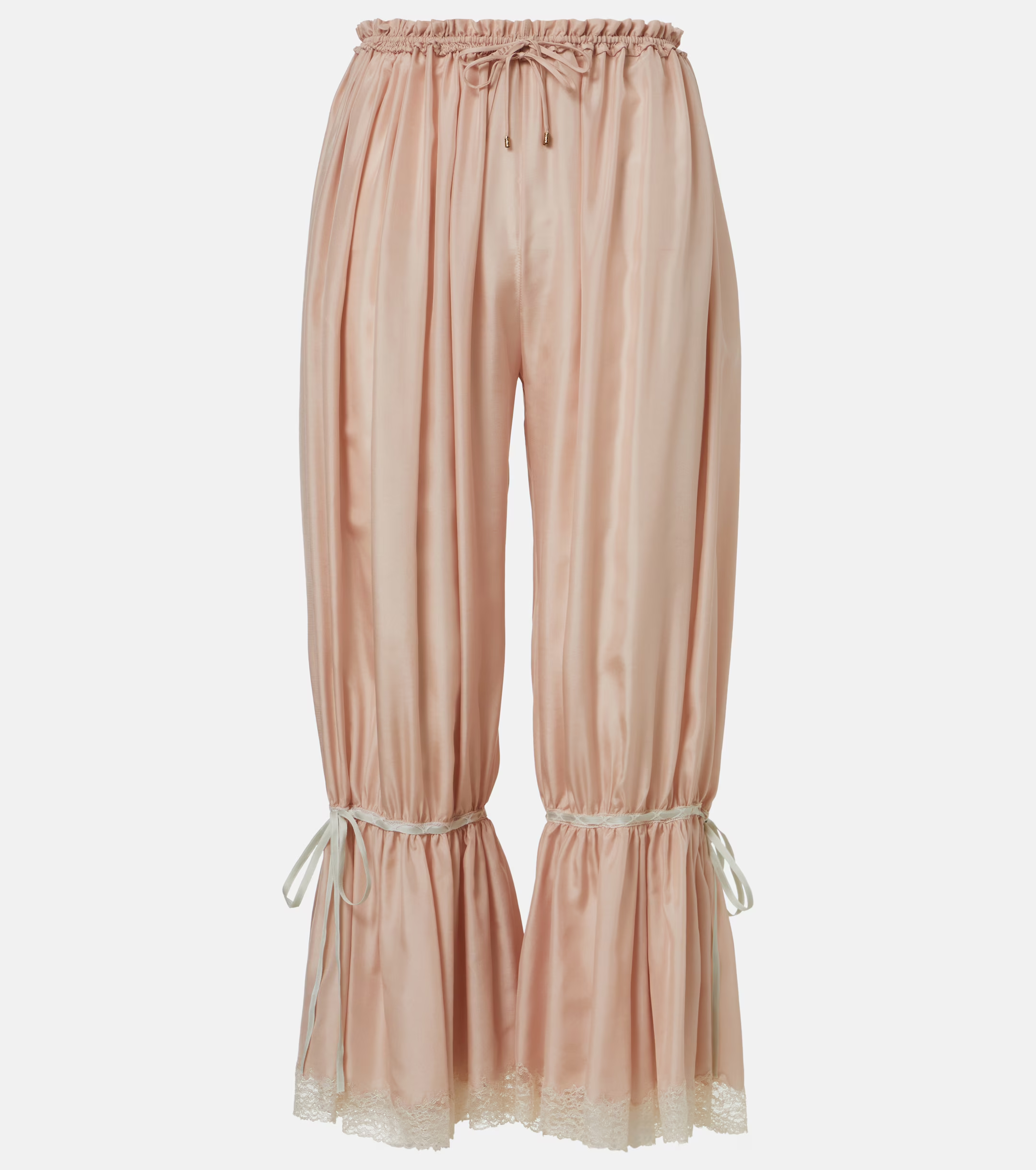 Chloé, Lace-Trimmed Silk Pongé Cropped Pant
