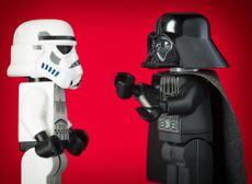 Darth Vader Lego Figurine Commanding a Stormtrooper