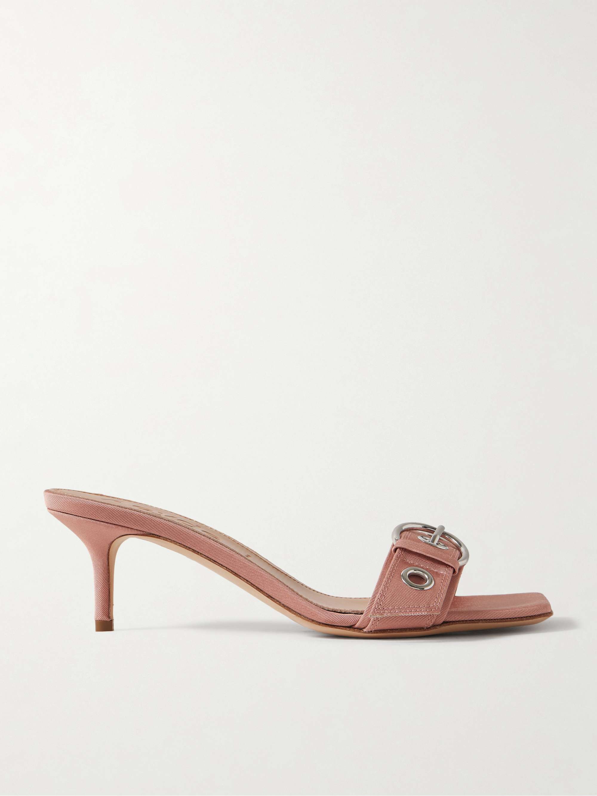 Ilvy Buckle-Embellished Faille Mules