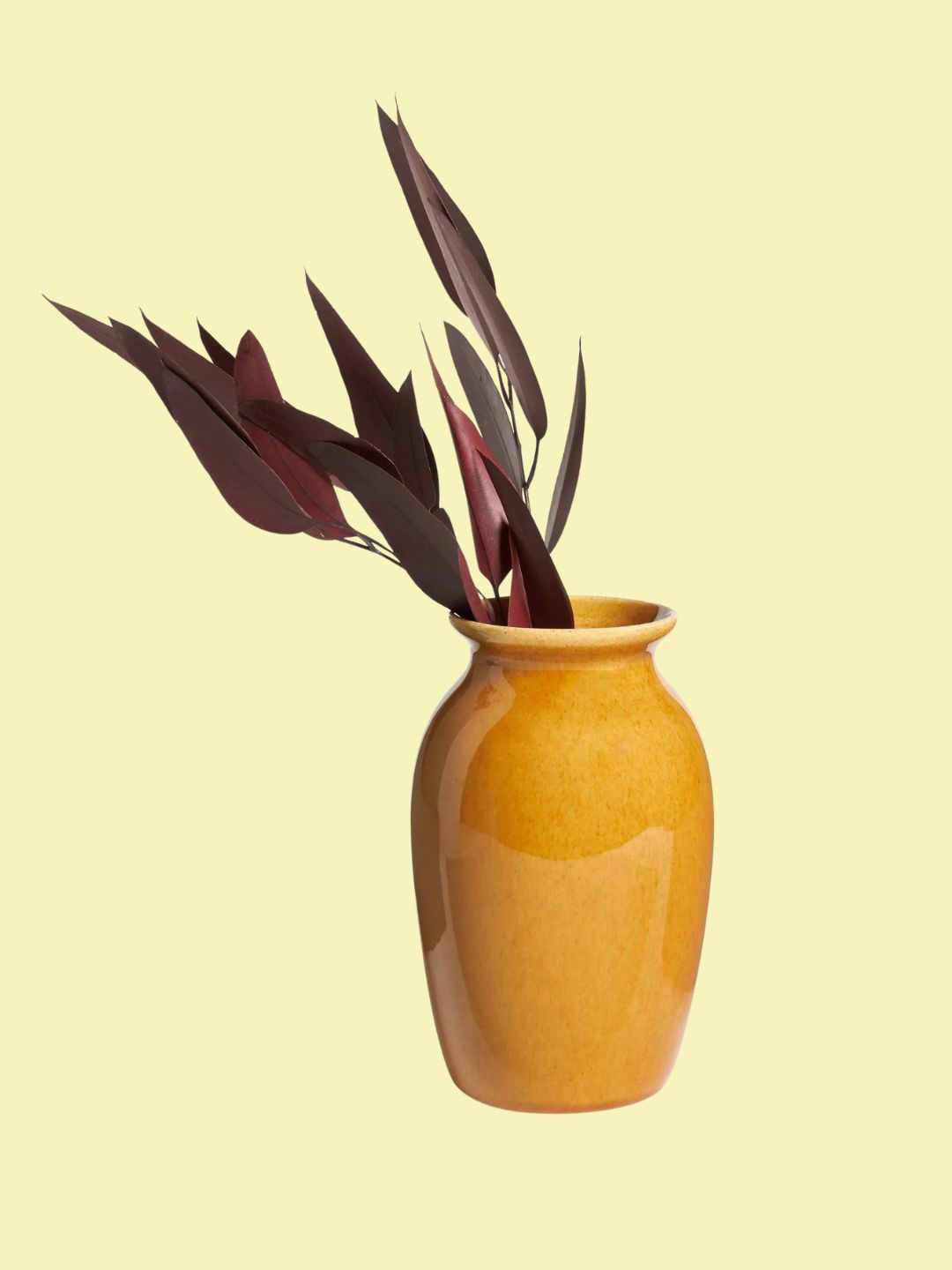 John Lewis, John Lewis Reactive Glaze Stoneware Urn Vase, H19cm, Yellow