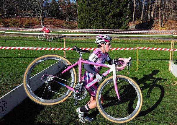Rebecca Blatt (US Army/Central Wheel) checking out the next barrier.