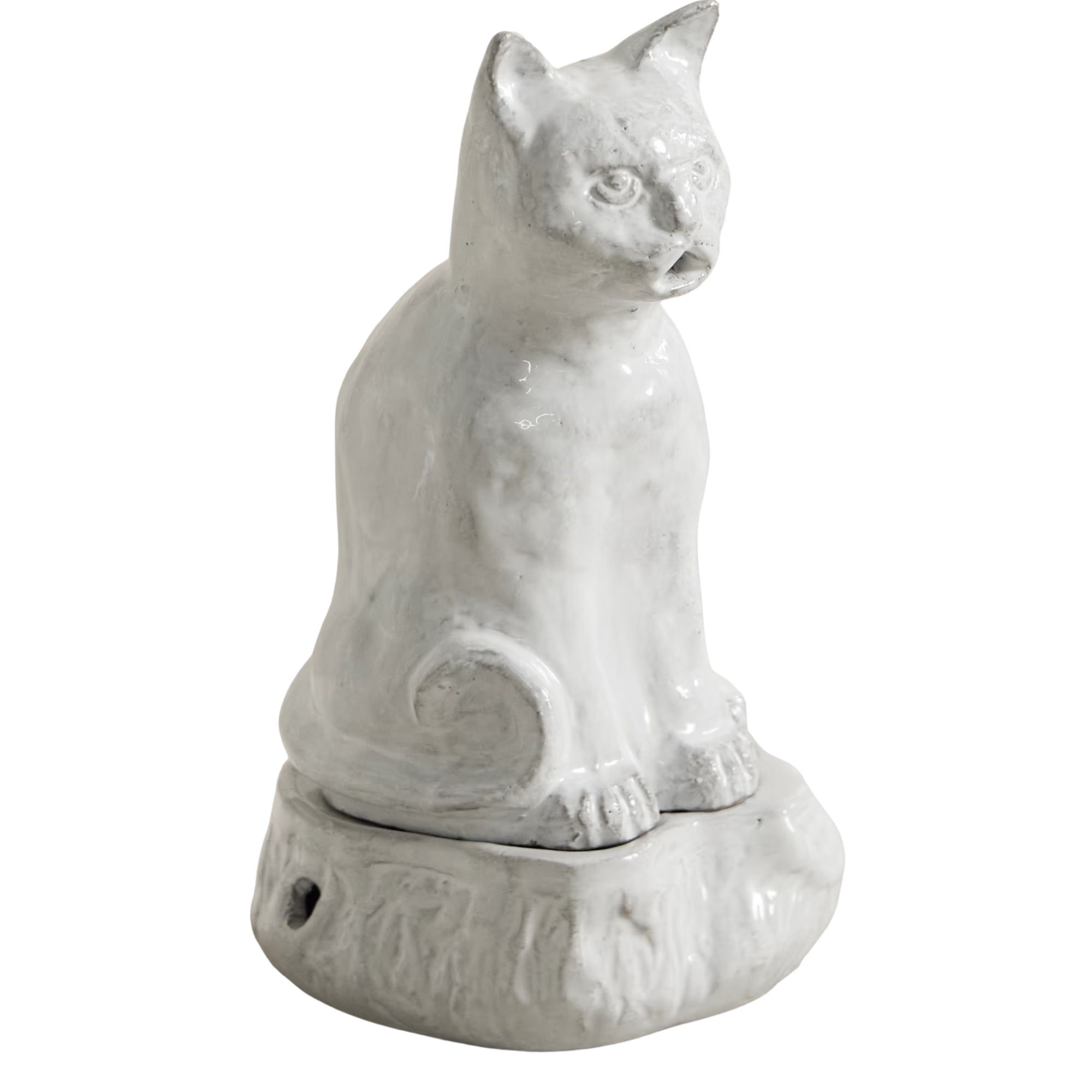 White cat incense burner