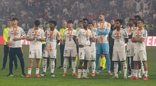 Real Madrid players look dejected with their medals after defeat to Barcelona in the Supercopa de España final in January 2025.