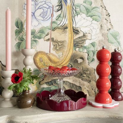 Addison Ross bobbin shakers on mantelpiece