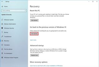 Windows 10 revert to previous version