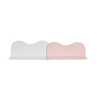 A white and pink wall shelf
