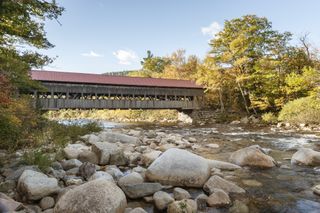 The Albany Covered Bridge over the Swift River in the White Mountains of New Hampshire