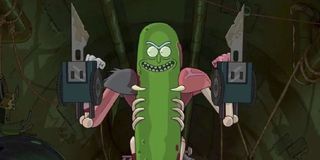 Rick and Pickle Rick in Rick and Morty.