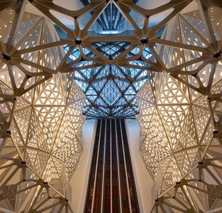 Atrium space at Zaha Hadid Architects' Morpheus hotel, Macau, China