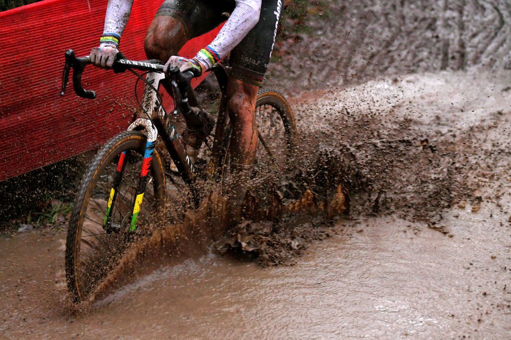 NAMUR BELGIUM DECEMBER 22 Mathieu Van Der Poel of The Netherlands and Team Corendon Circus Mud Bike Detail view during the 11th Namur World Cup 2019 UCICX TelenetUCICXWC on December 22 2019 in Namur Belgium Photo by Luc ClaessenGetty Images