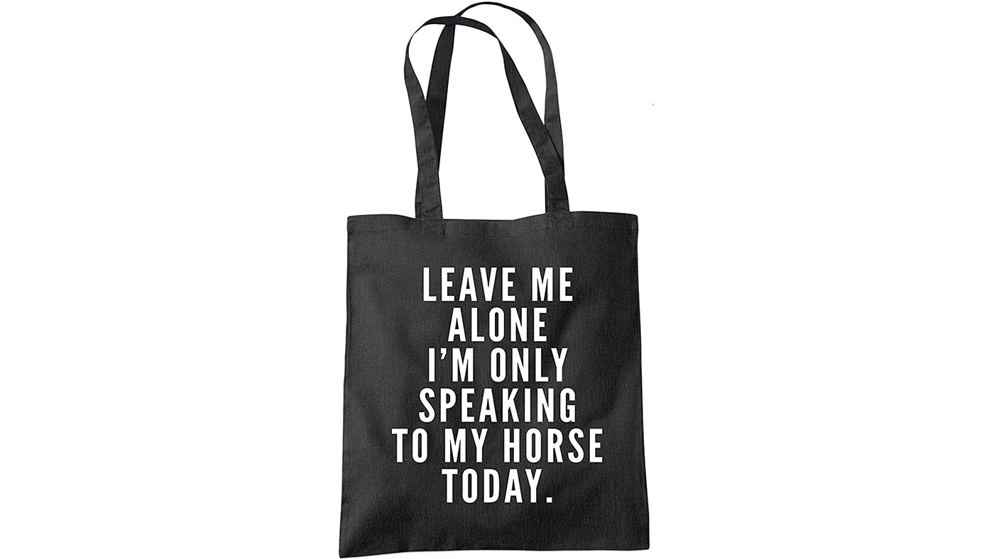 Slogan tote bag cheap horse gift