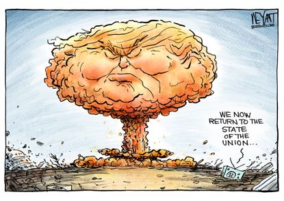 Political cartoon U.S. Trump government shutdown state of the union