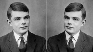 Alan Turing staring at himself in the mirror.