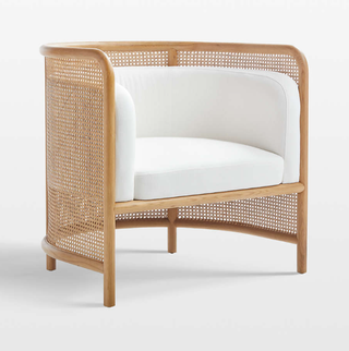 cane accent large curved armchair