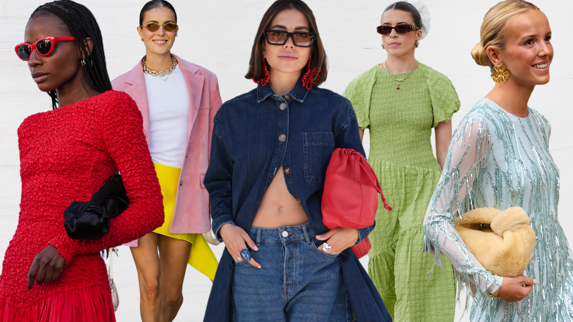 collage of women wearing color combinations
