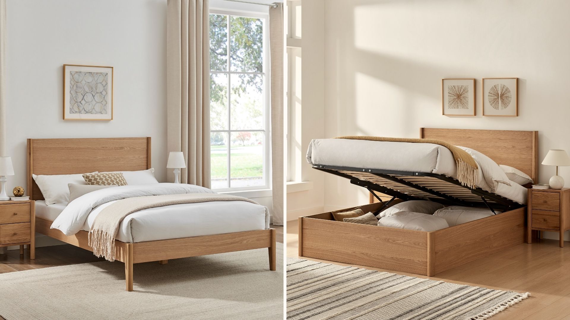 Split image showing the two options of the Epping Simba bed frame