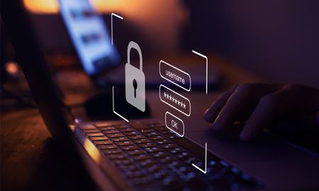 Abstract images depicting cyber security with a lock and PC keyboard