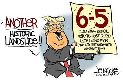 Political cartoon U.S. Trump GOP convention Charlotte North Carolina landslide