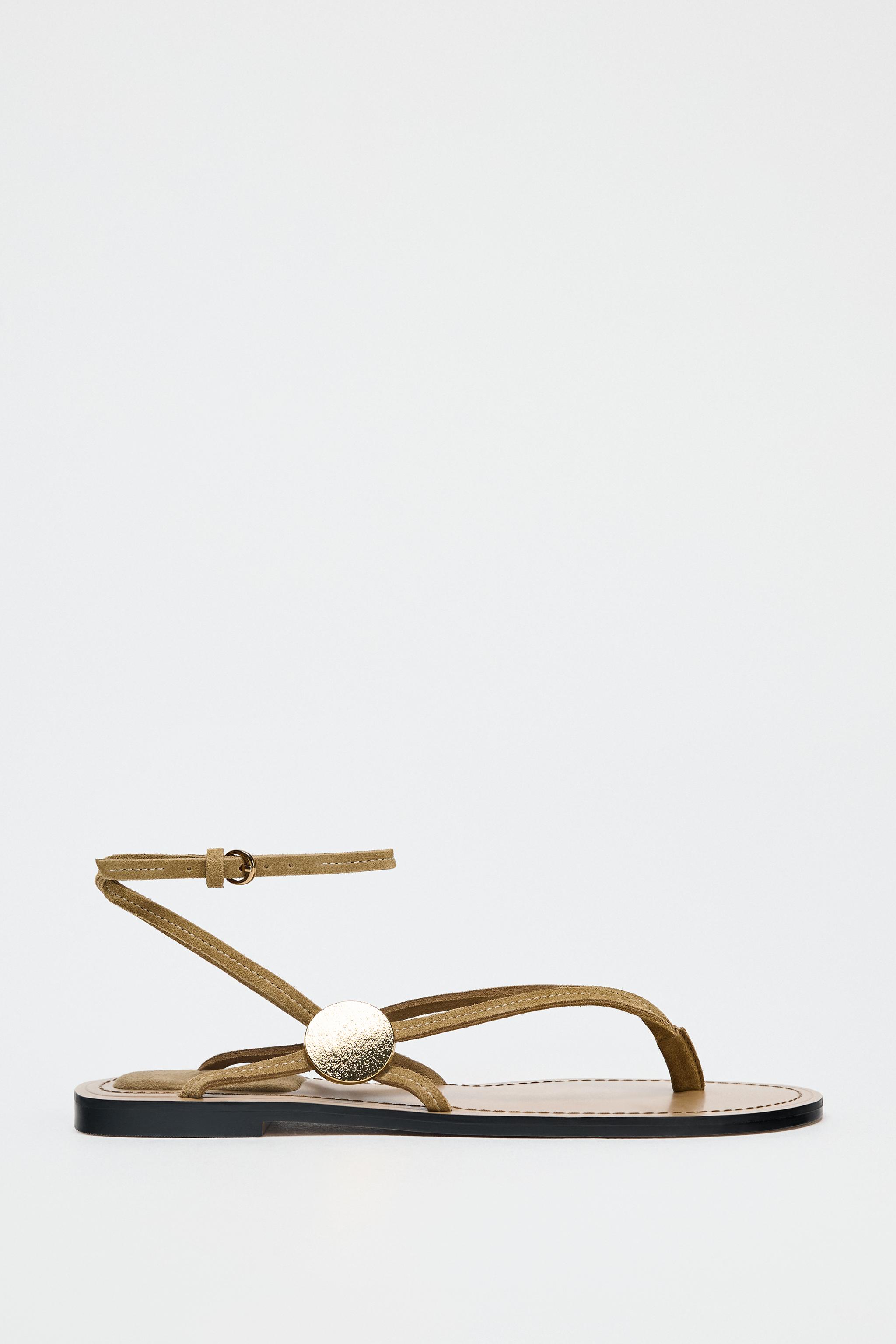 Zara suede flat sandals and stickers