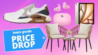 Nike running shoes, Beats headphones, iPad, Dumos patio set