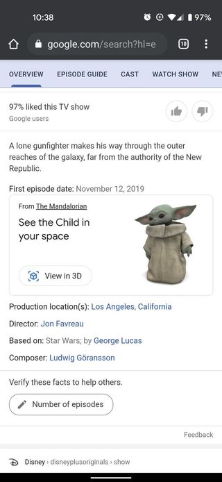Seeing Grogu in Google AR