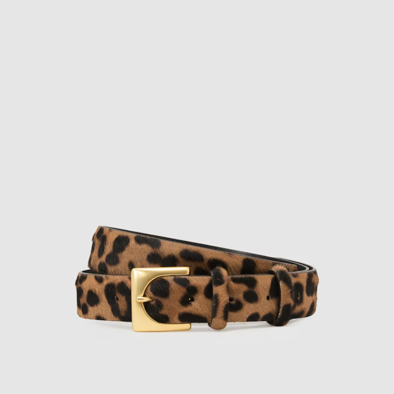 REISS, Pony-Hair Leopard Square-Buckle Belt in Animal