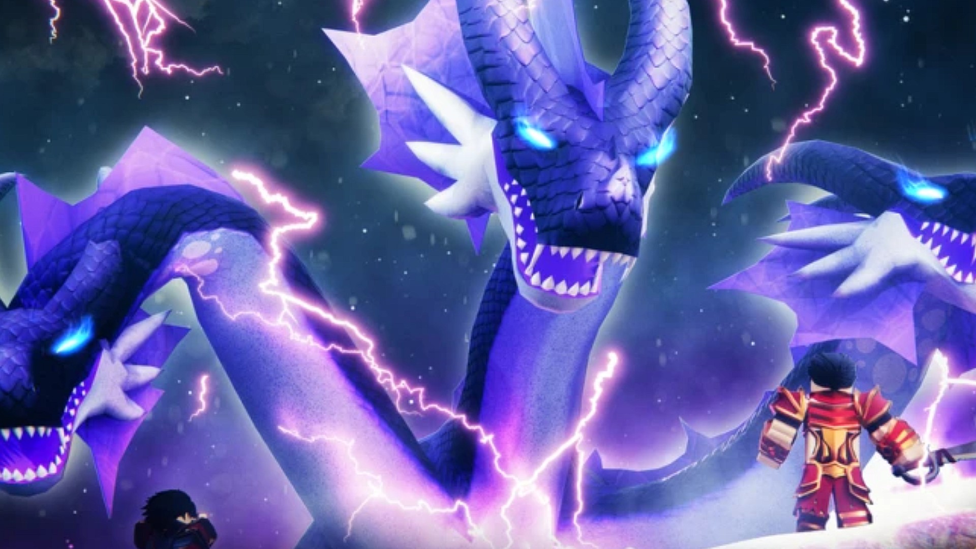 A warrior battles a three-headed dragon in Dungeon Heroes.