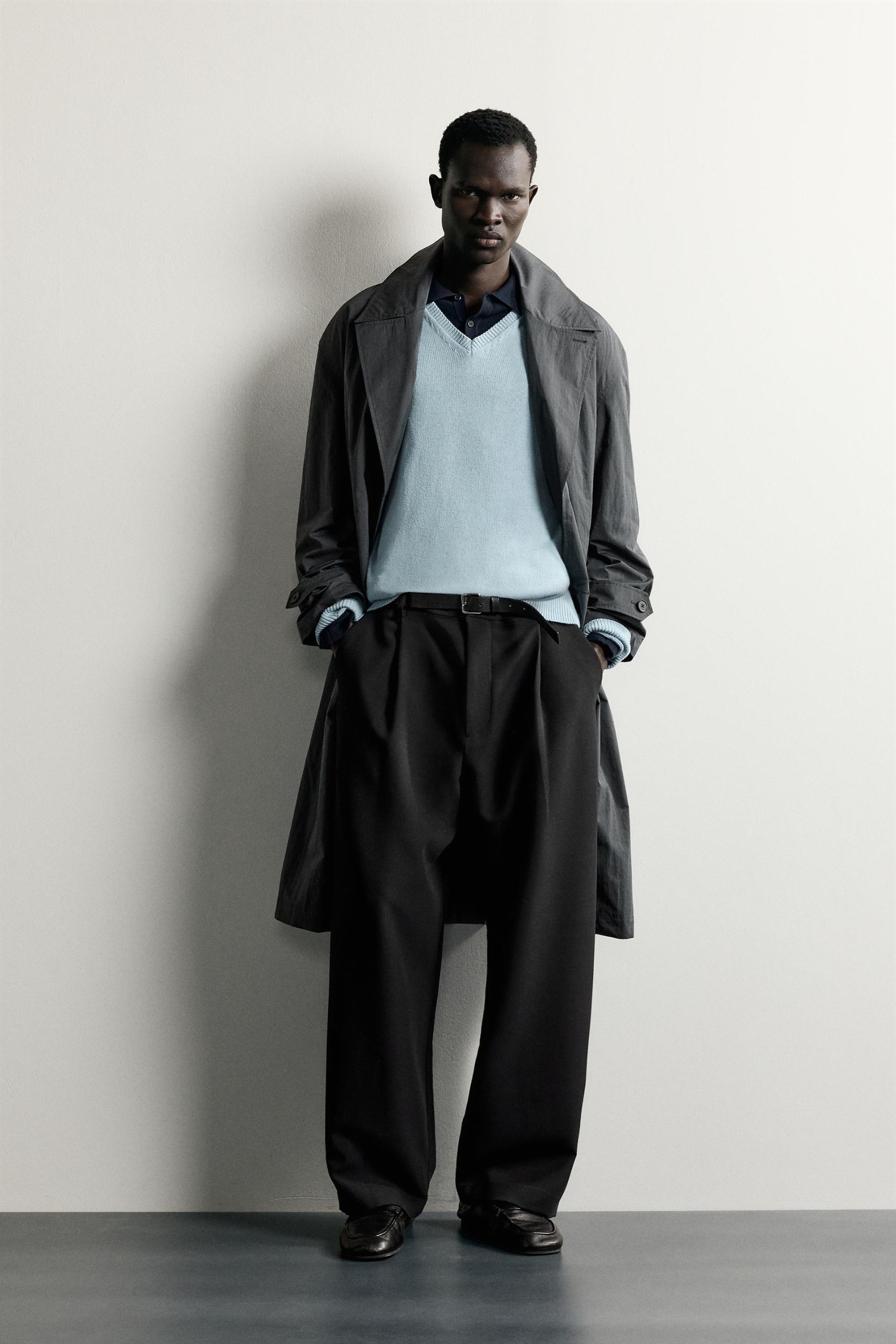 Relaxed-Fit Technical Trench Coat - Gray - S-M