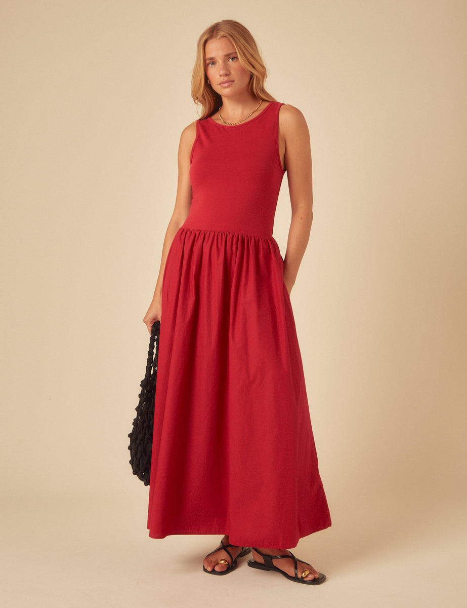 Red Vera Midi Dress