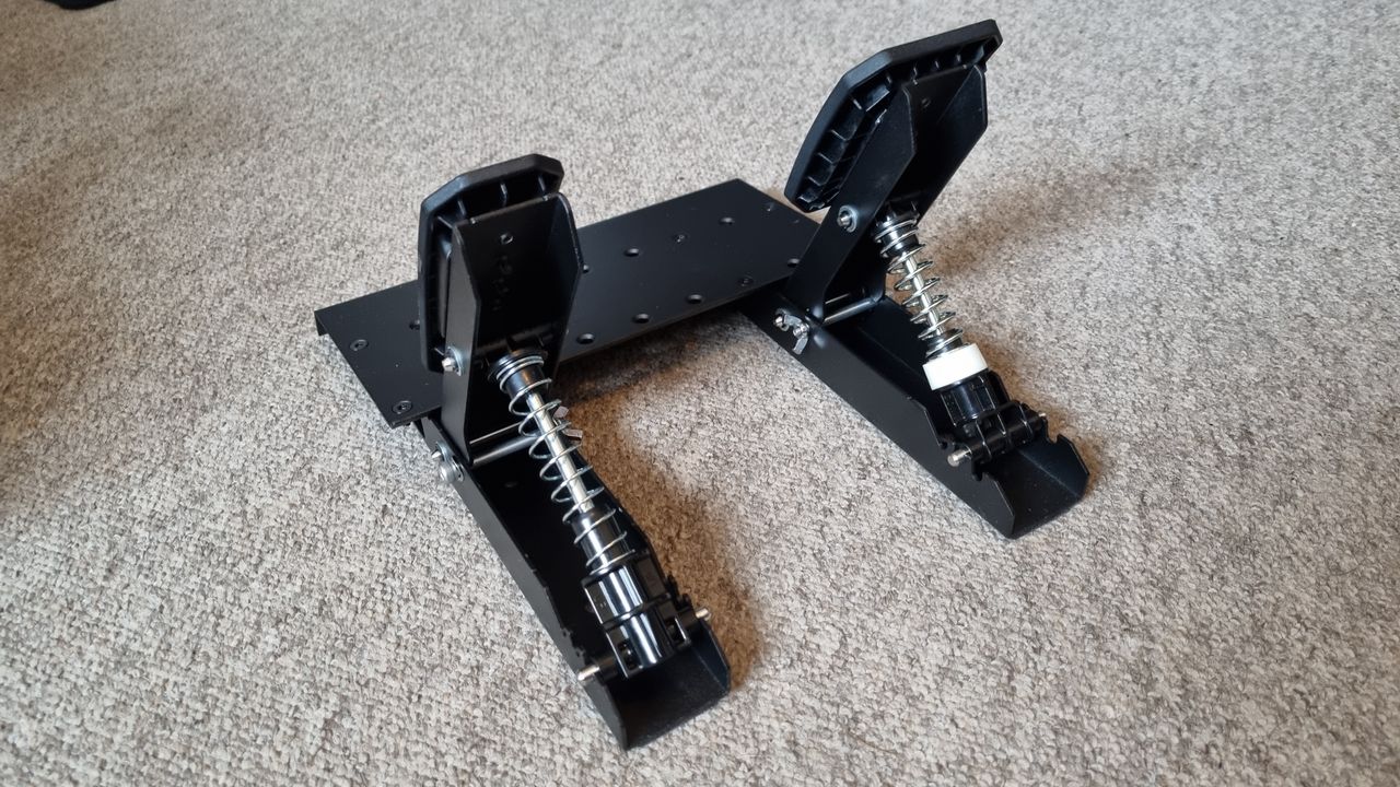 The Thrustmaster T598 pedals on carpet