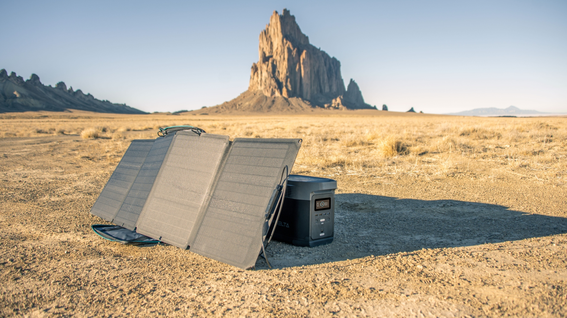 Ecoflow solar panels in the desert